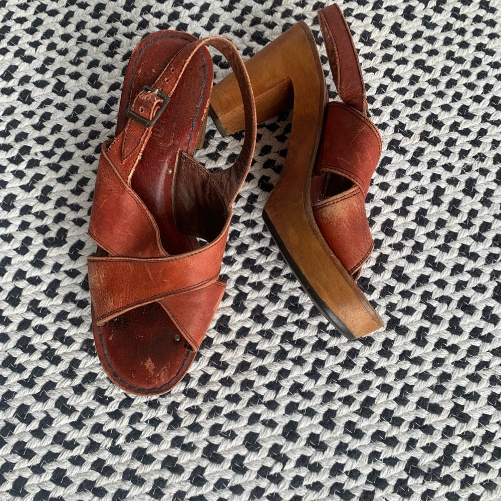Vintage 1970's wooden heels